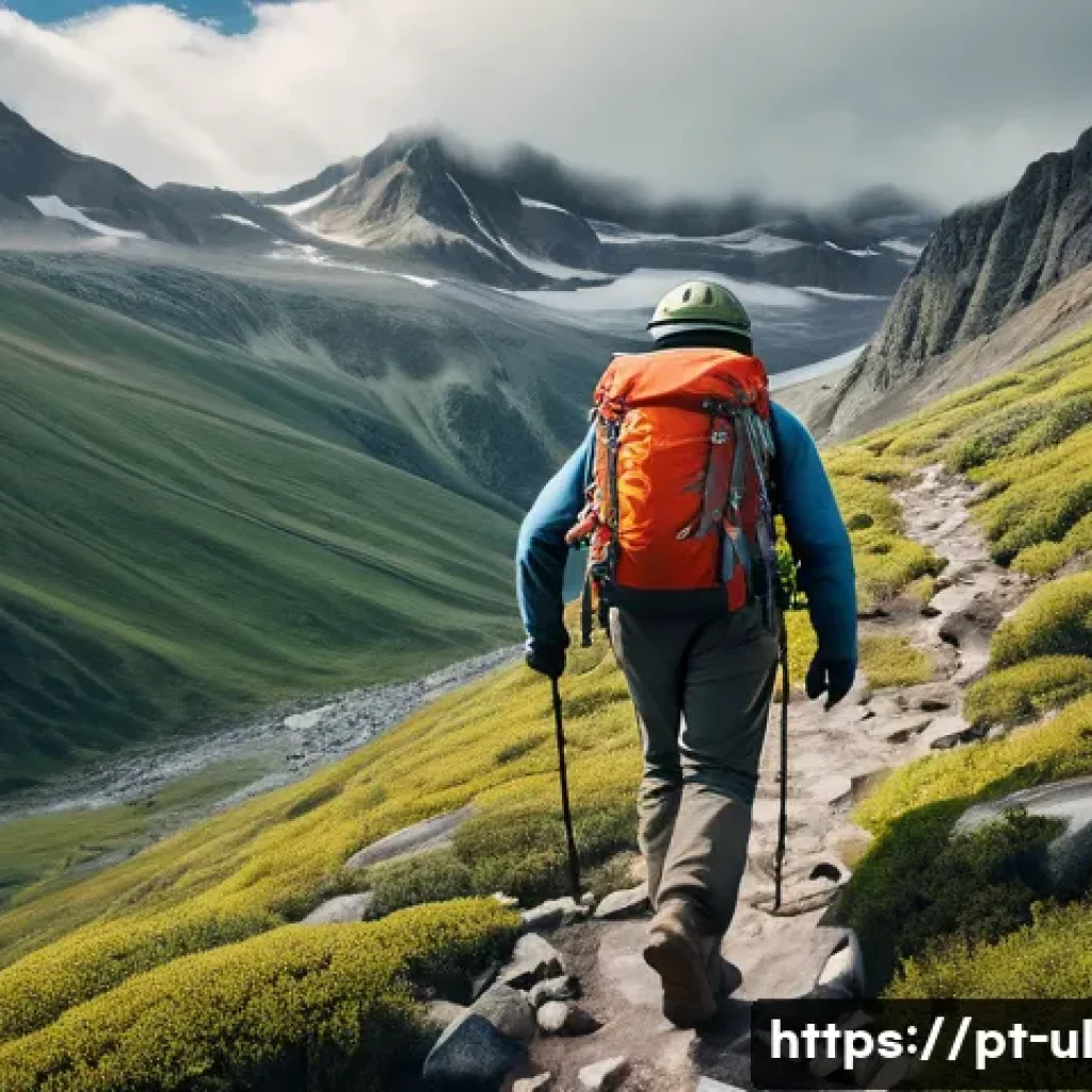 극한 환경 여행 중 사고 발생 시 대처법 - A rugged hiker dressed in layered thermal and waterproof clothing, wearing sturdy boots and a helmet...