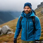 극한 환경 여행 시 필요한 의복 선택 - A detailed outdoor hiking scene set in the mountainous Serra da Estrela region of Portugal, featurin...