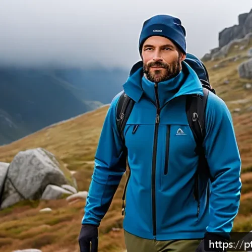 극한 환경 여행 시 필요한 의복 선택 - A detailed outdoor hiking scene set in the mountainous Serra da Estrela region of Portugal, featurin...